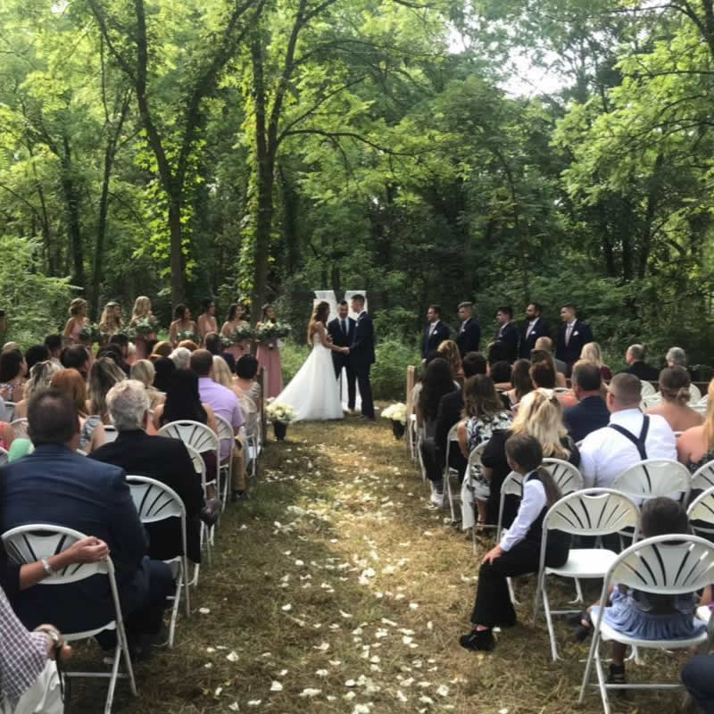 Hidden Irish Hill ceremony location surrounded by trees, our ceremony spot